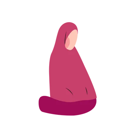 Personagem de mulher Hijab fazendo movimento de oração  Ilustração