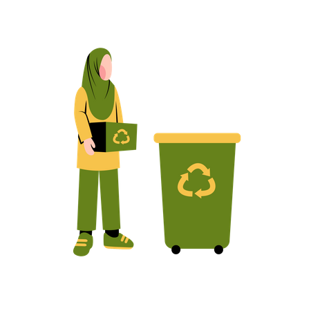 Reciclagem de mulher Hijab  Ilustração