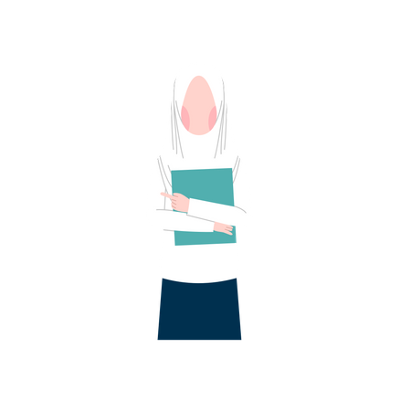 Estudiante hijab con libros  Ilustración