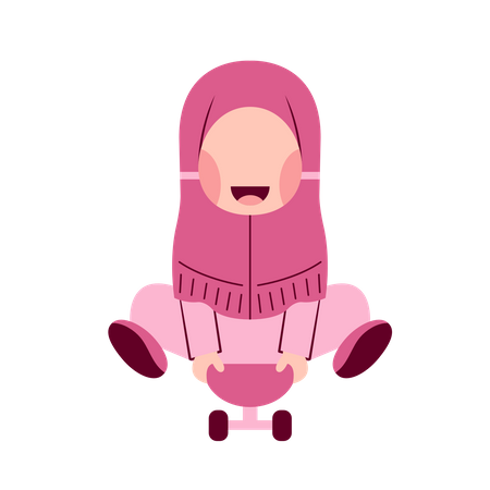 Hijab chica sentada en patineta  Ilustración