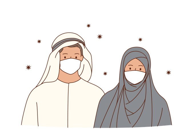 Pareja hijab  Ilustración