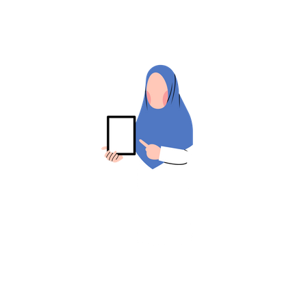 Professeur de hijab montrant quelque chose  Illustration