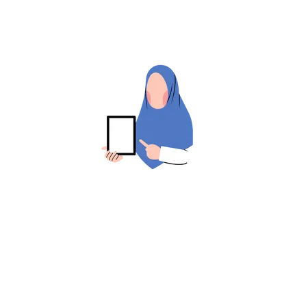 Professeur de hijab montrant quelque chose  Illustration