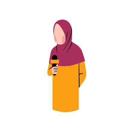 Hijab Reporter doing reporting on news channel  Illustration