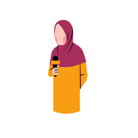 Hijab Reporter doing reporting on news channel  Illustration