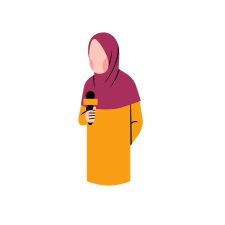 Hijab Reporter fazendo reportagens no canal de notícias  Ilustração