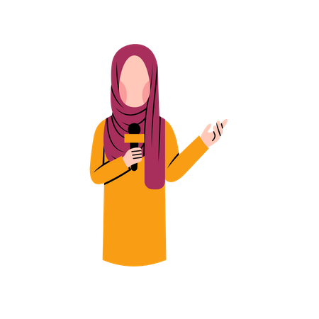 Hijab Reporter reportando canal de notícias  Ilustração