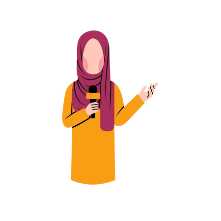 Hijab Reporter reportando canal de notícias  Ilustração