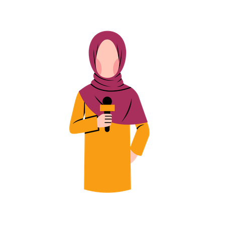 Hijab reporter reporting in tv news  Illustration