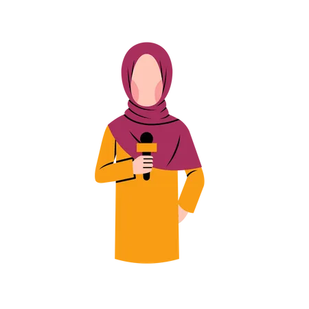 Hijab reporter reporting in tv news  Illustration