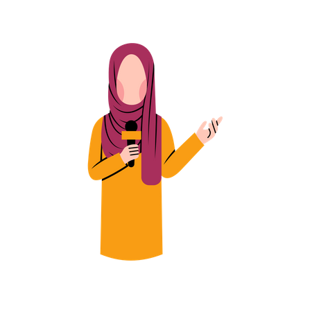Hijab Reporter reporting news channel  Illustration