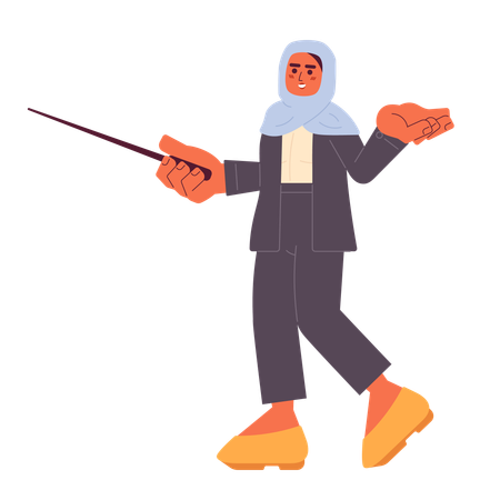 Hijab teacher holding pointer stick  Illustration