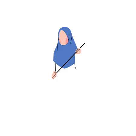 Hijab Teacher Holding Stick  Illustration