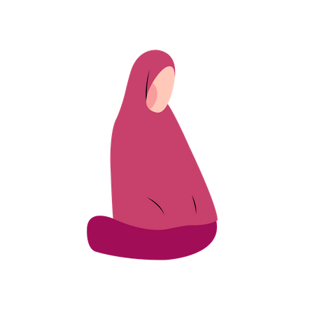 Hijab Woman Character Doing Prayer Movement  Illustration