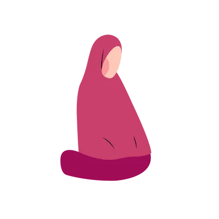 Hijab Woman Character Doing Prayer Movement  Illustration