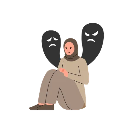 Hijab Woman Depression  Illustration