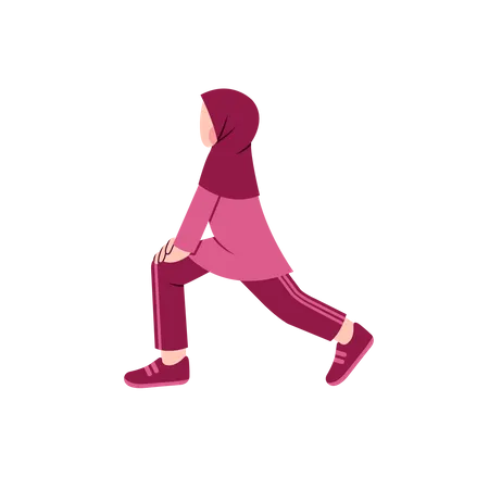 Hijab woman Doing Leg Stretching  Illustration