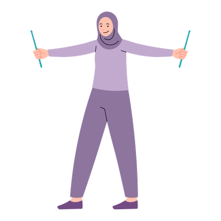 Hijab Woman doing poundfit workout  Illustration