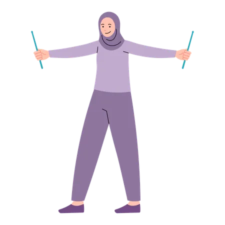 Hijab Woman doing poundfit workout  Illustration