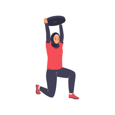 Hijab Woman doing weightlifting exercise  Illustration