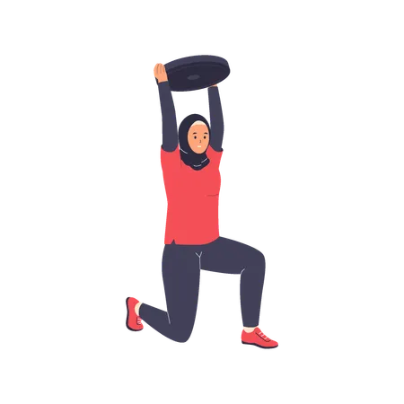 Hijab Woman doing weightlifting exercise  Illustration