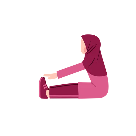 Hijab Woman Doing Yoga  Illustration