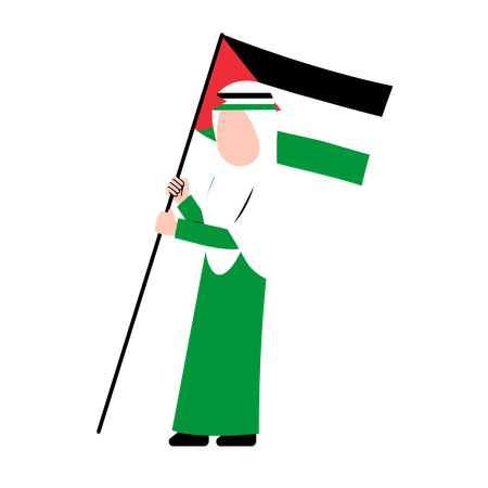 Hijab Woman Holding Palestine Flag  일러스트레이션