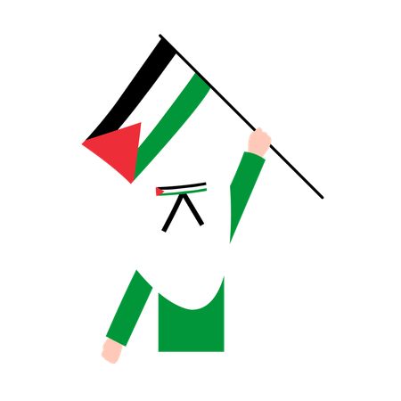 Hijab Woman Holding Palestine Flag  Illustration