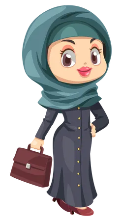 Hijab woman holding purse  Illustration