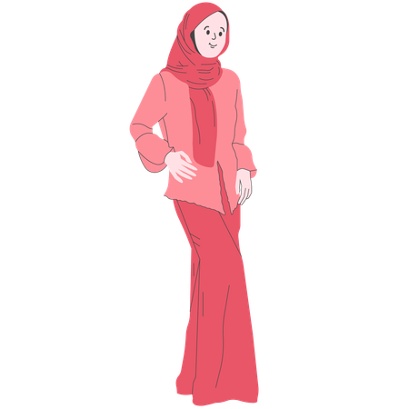 Hijab Woman in Traditional Attire  Illustration