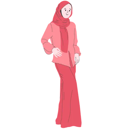 Hijab Woman in Traditional Attire  Illustration