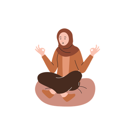 Hijab Woman Meditation  Illustration