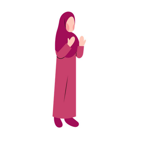 Hijab Woman Praying Illustration