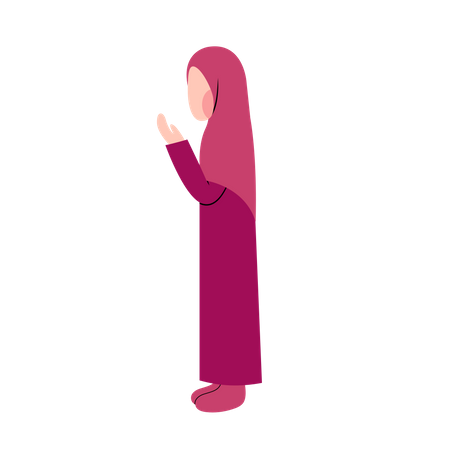 Hijab Woman Praying Illustration