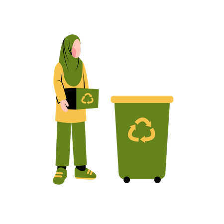 Hijab woman recycling Illustration