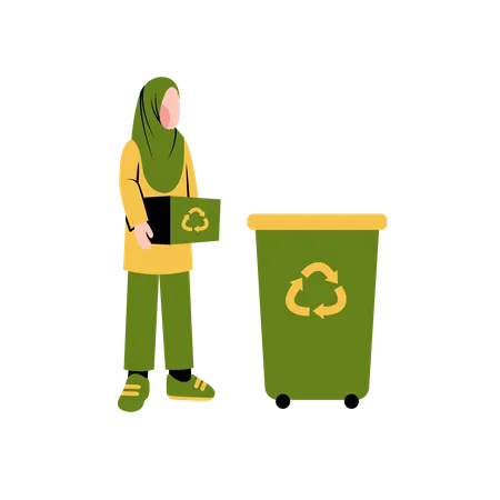 Hijab woman recycling Illustration