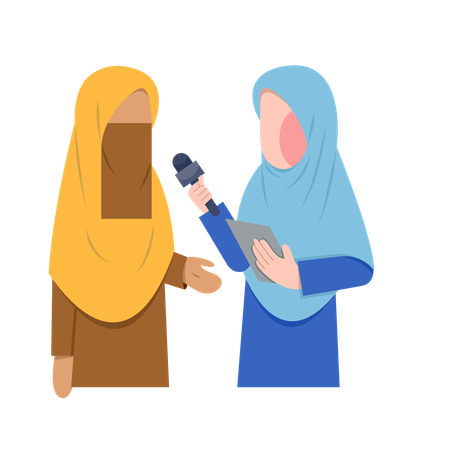 Hijab Woman Reporting  Illustration