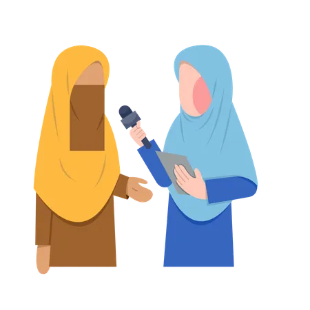 Hijab Woman Reporting  Illustration