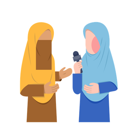 Hijab Woman Reporting  Illustration