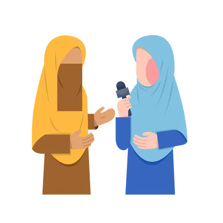 Hijab Woman Reporting  Illustration