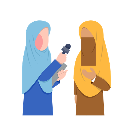 Hijab Woman Reporting  Illustration