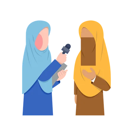 Hijab Woman Reporting  Illustration