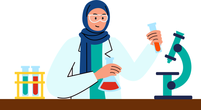 Hijab woman scientist  일러스트레이션
