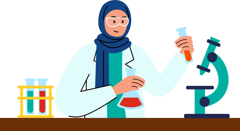Hijab woman scientist  イラスト