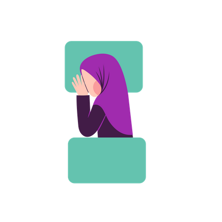 HIjab woman sleeping on right side Illustration