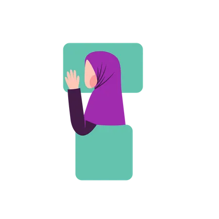 Hijab woman sleeping on side way Illustration