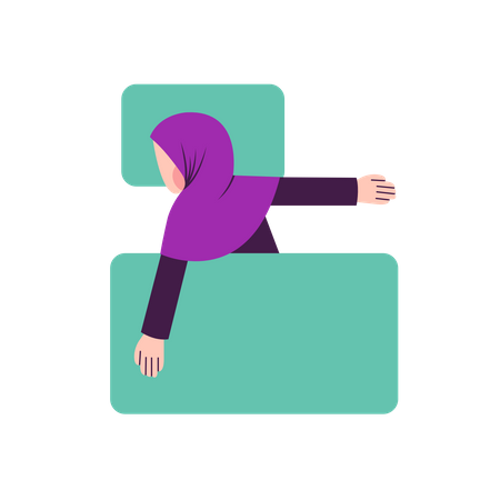 Hijab woman sleeping position  Illustration