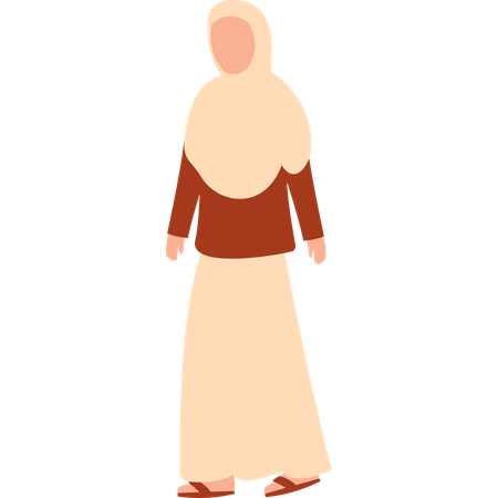 Hijab Woman Standing  Illustration