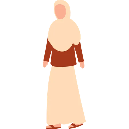 Hijab Woman Standing  일러스트레이션