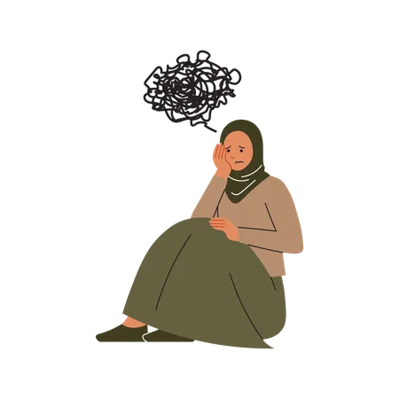 Hijab Woman Stress  Illustration